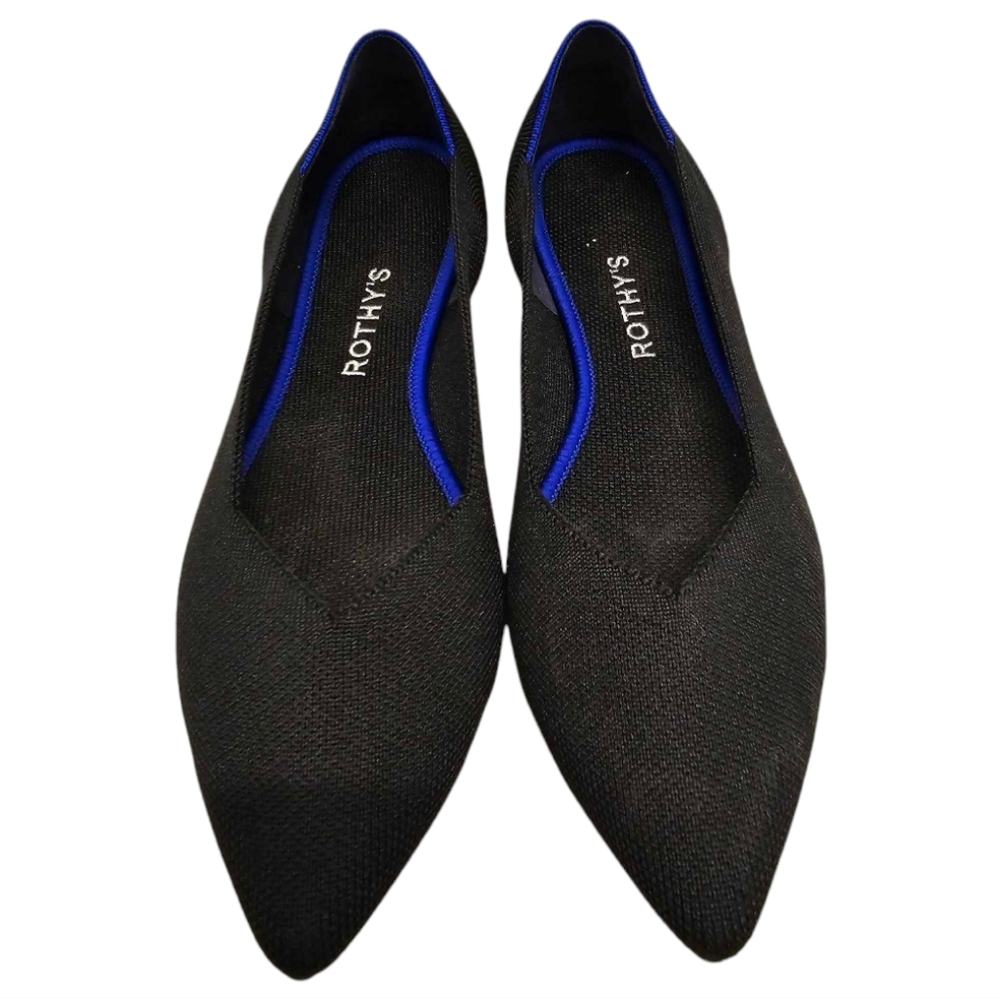 Rothy's Womens‎ The Point Shoes Black Solid Knit Ballet Flats SZ 9.5